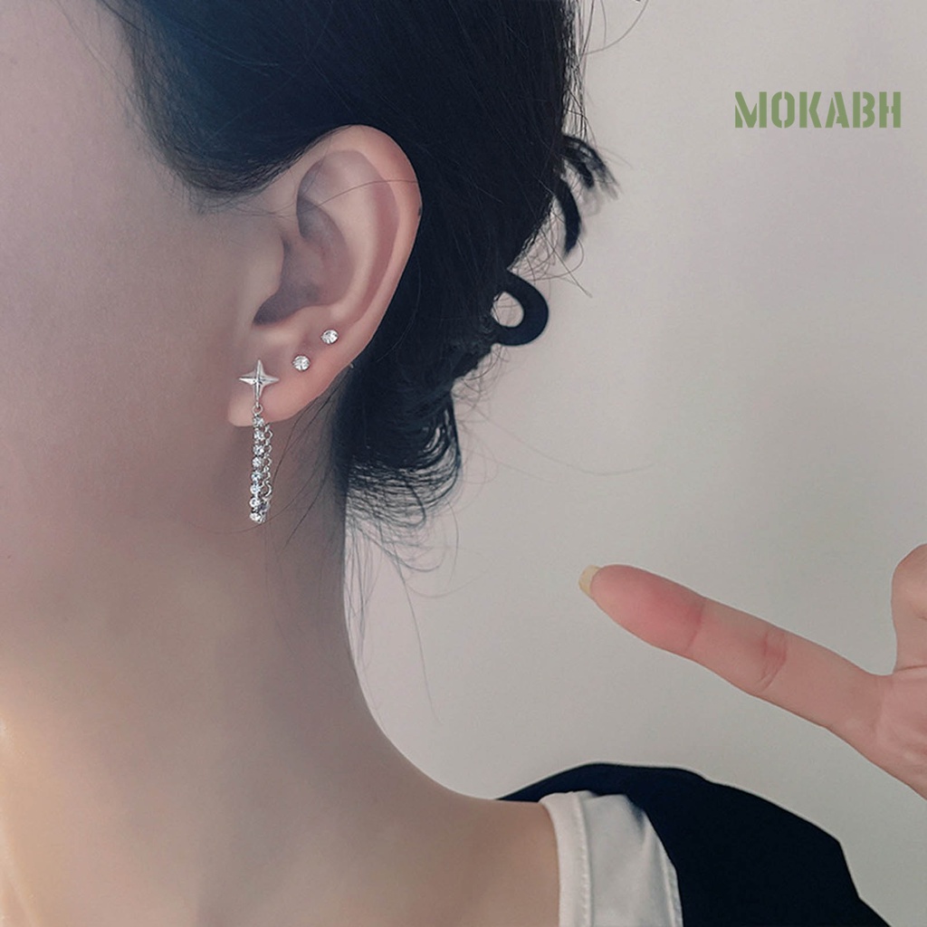 [Mới] 1 Cặp Bông Tai Ngôi Sao Tua Rua Đính Đá Zircon Lấp Lánh Cho Nữ