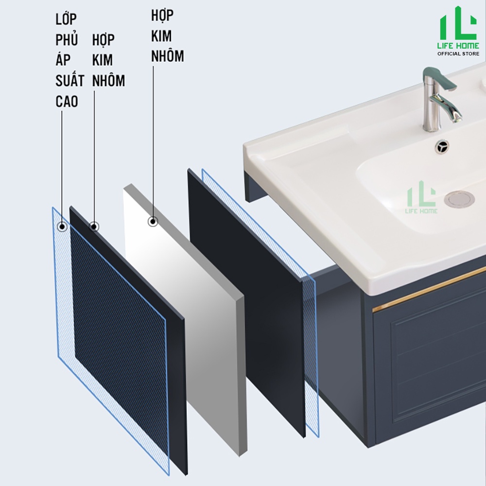 Combo Tủ Lavabo Chất Liệu Nhôm Cao Cấp Thiết Kế Nhỏ Gọn Life Home