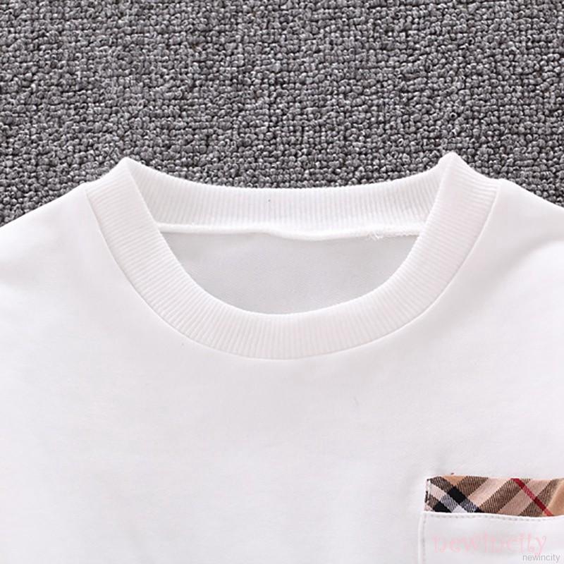 Set áo thun dài tay kẻ sọc ca rô + quần dài phong cách Hàn Quốc dành cho bé trai