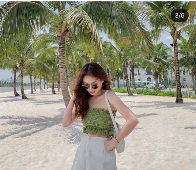 Áo tube top quây bèo Tia19 ( ẢNH THẬT)