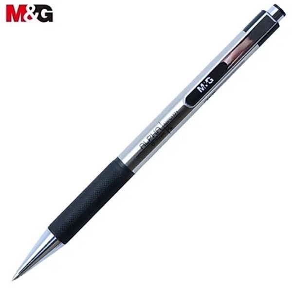 Bút bi siêu bền inox M&amp;G ABP01771 / Bút bi bấm Alpha 01771 ngòi 0.7mm , có ruột thay thế
