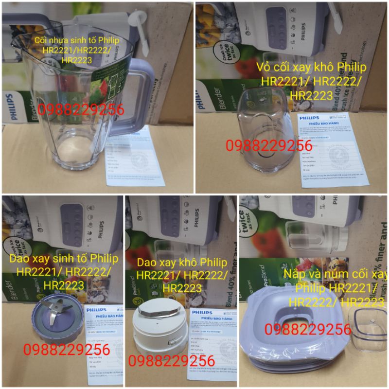 LINH KIỆN CHÍNH HÃNG PHILIPS- Bộ dao xay khô, bộ dao sinh tố, cối xay khô,cối sinh tố Philips HR2221 HR2222 HR2223