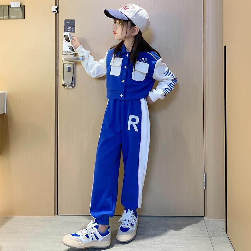 Bộ quần áo mùa thu của bé gái 2022 phong cách mới phương tây thể thao mùa xuân và mùa thu áo khoác trẻ em mùa thu áo len bé gái bộ hai mảnh