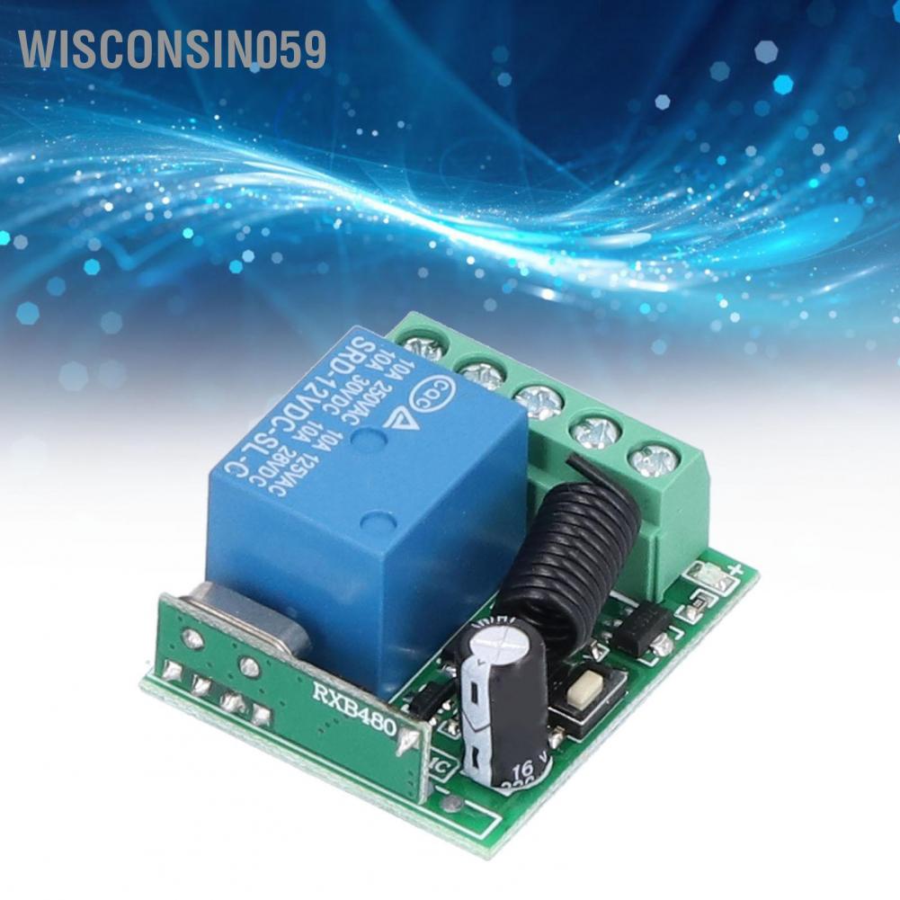 Wisconsin059 DC 12V Remote Control Switch 1 Way Wireless Long Distance Lamp Controller for Garage