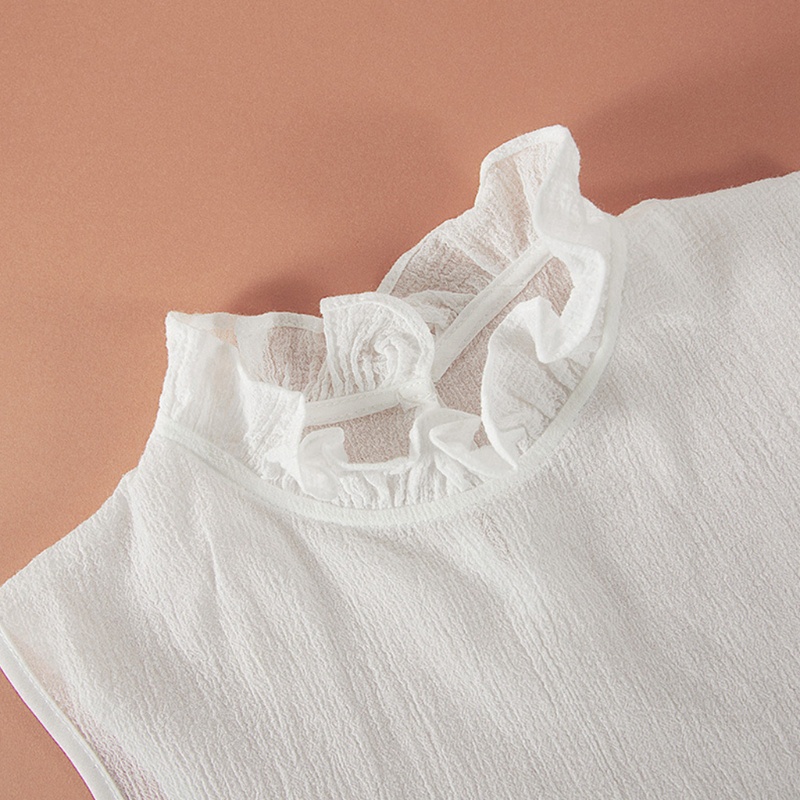 Yoioi Phụ Kiện Cổ Áo Sơ Mi Giả Nhún Bèo Rỗng Có Thể Điều Chỉnh Cho Nữ Wh