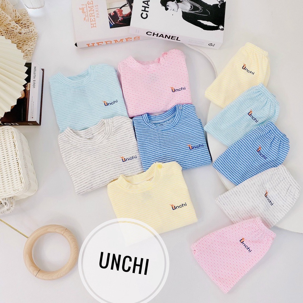 Bộ unchi cotton dệt cho bé họa tiết chấm bi