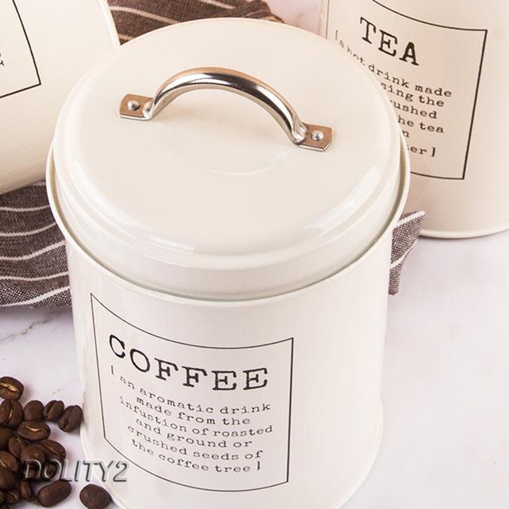 3 Lọ đựng đường / trà / cà phê có nắp màu trắng thích hợp cho nhà bếp