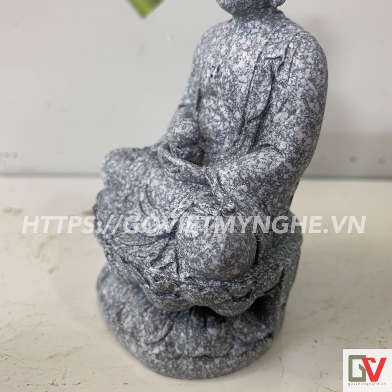 Tượng Đá Phật Thích Ca Phong Thủy - Màu Đá Xám - Cao 11cm