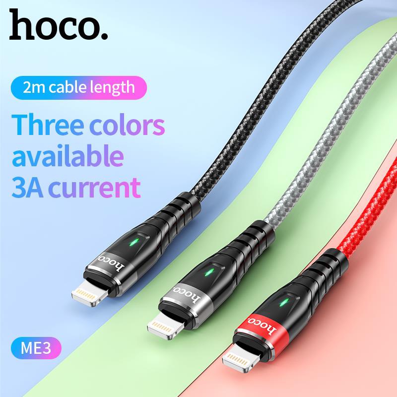 Cáp sạc nhanh và truyền data Hoco ME3 cổng/Type-C/Micro-USB QC3.0 max 3A dài 1M/2M