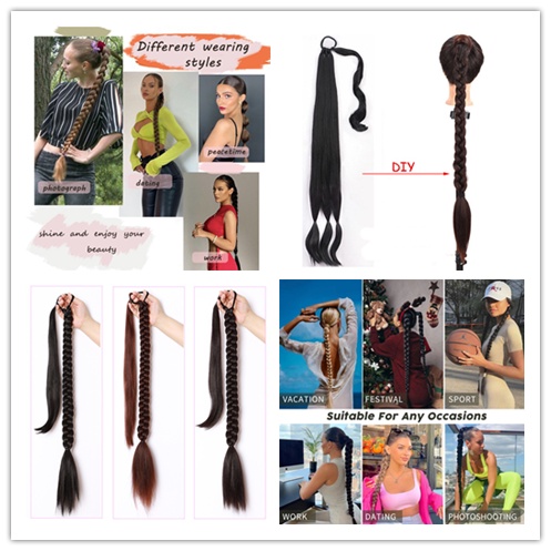 Tóc Giả Thắt Bím Đuôi Ngựa Dài 80CM Nhiều Màu Phong Cách Punk Hip Hop Cho Nữ
