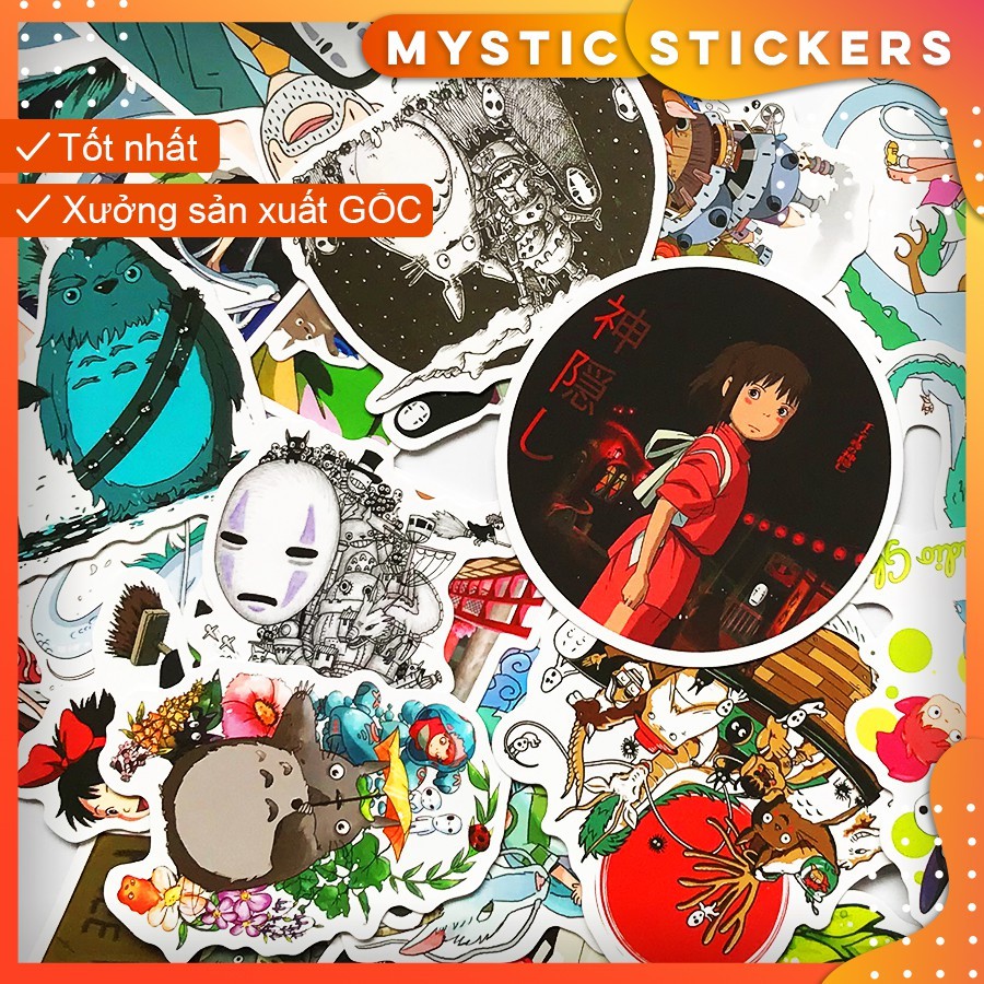 [SPIRITED AWAY 1] 50 Sticker chống nước trang trí ,dán xe laptop mũ bảo hiểm vali...