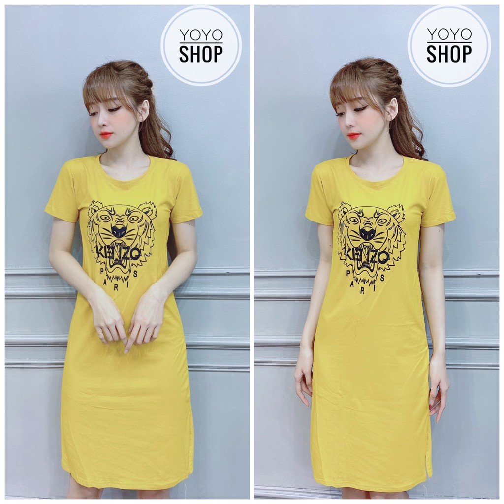 Đầm thun thái dáng suông form dài xẻ tà form dưới 60kg | BigBuy360 - bigbuy360.vn