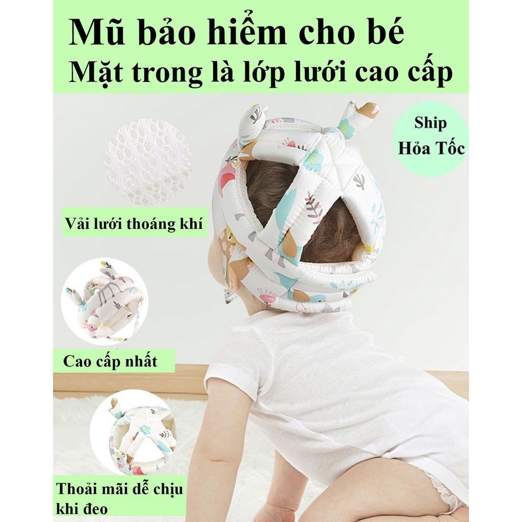 Mũ Bảo hiểm cho bé tập bò - Bàn cao cấp có lớp lưới thoáng khí - Cho bé từ 6-36 tháng