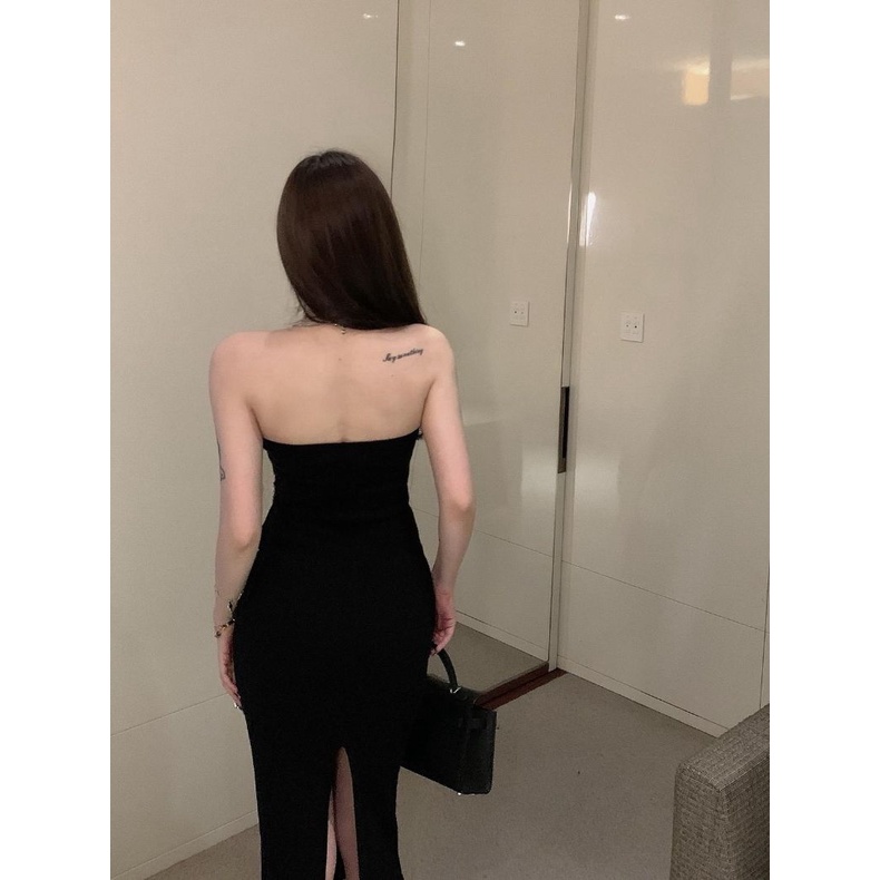 Đầm Đen Trễ Vai Dáng Dài Thiết Kế Độc Đáo Quyến Rũ