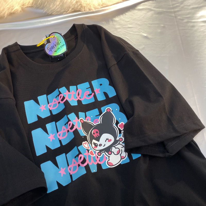 Áo Thun Tay Ngắn Dáng Rộng Họa Tiết Gấu Hoạt Hình Phong Cách Hàn Quốc Dễ Phối Đồ