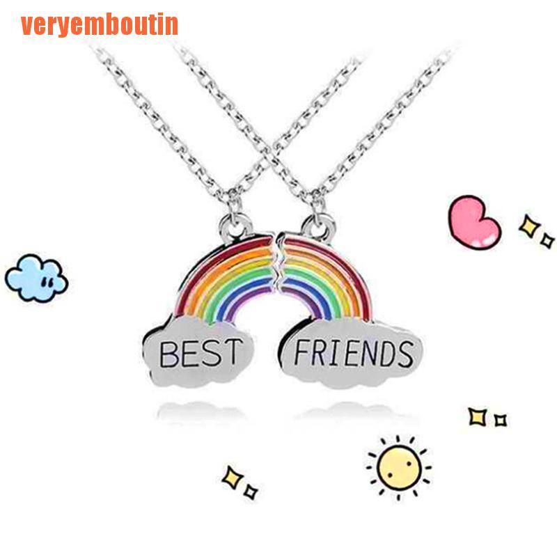 1 Cặp vòng cổ Tình Bạn Mặt Hình Đám Mây Màu Cầu Vồng Dễ Thương