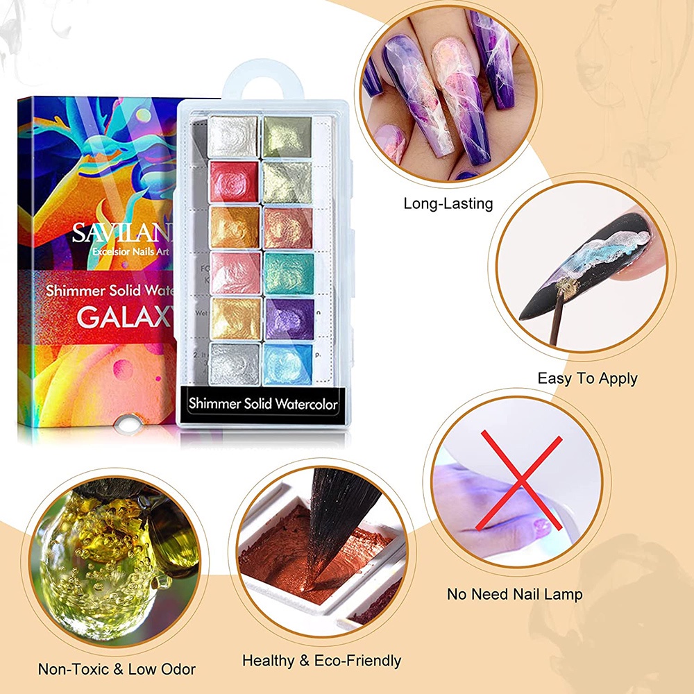 Bộ 12 màu nước vẽ vân đá