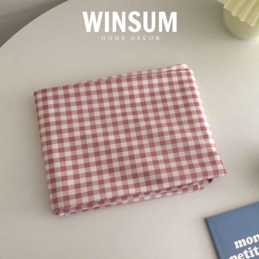 Khăn Trải Bàn Kẻ Caro Kiểu Gingham, Vải Trơn Mịn Không Thấm Nước - winsum.decor