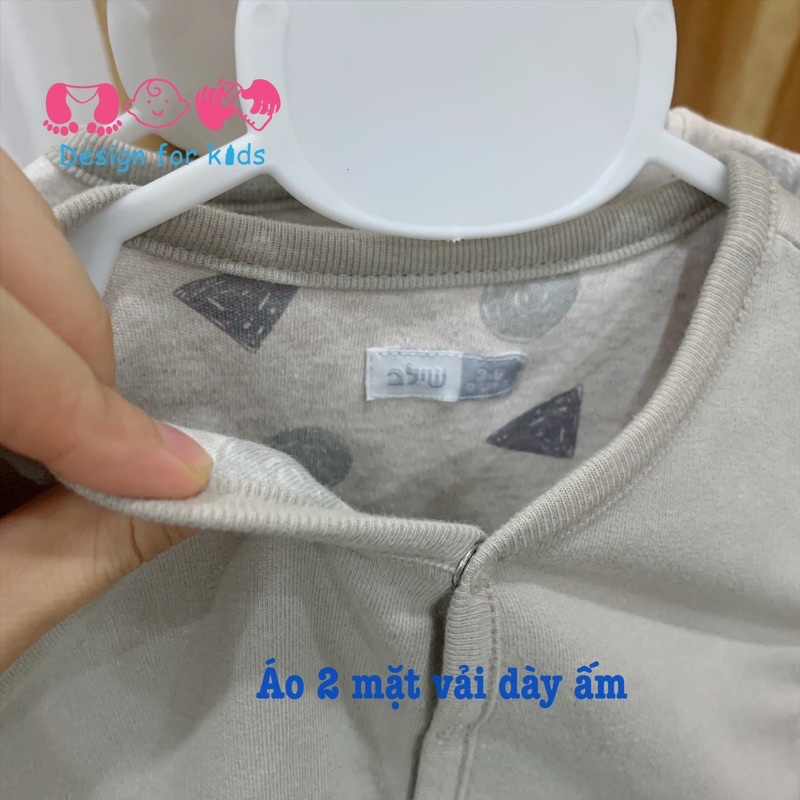 Áo khoác dùng 2 mặt, body chip dài tay vạt chéo MUJI xuất dư cho bé
