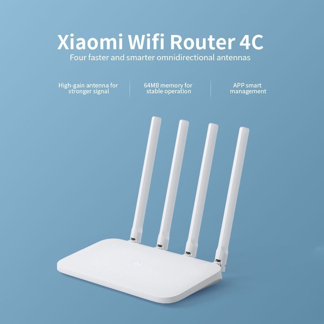 🔆 Bộ Phát Router Wifi Xiaomi 4C băng thông 300Mbps 4 ăng ten ( có kèm theo HD Cài Đặt )