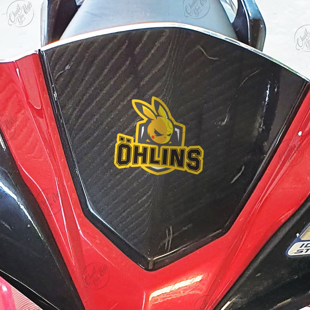 Combo 25 hình tem dán decal chống nước logo Ohlins trang trí dán xe máy, nón bảo hiểm,...