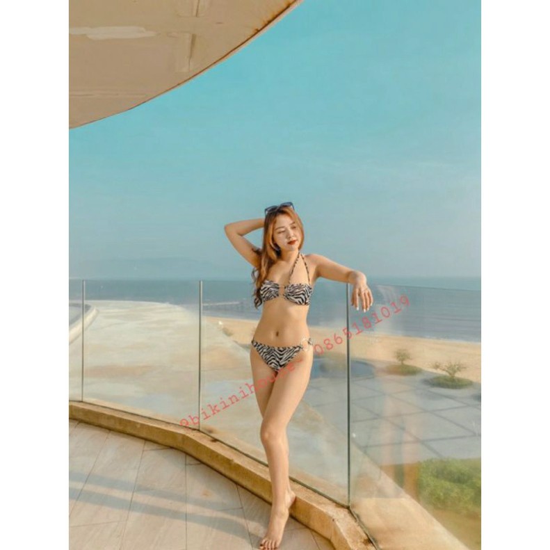 Đồ bơi Bikini hai mảnh sexy vằn đen trắng siêu đẹp mặc đi biển đi bơi
