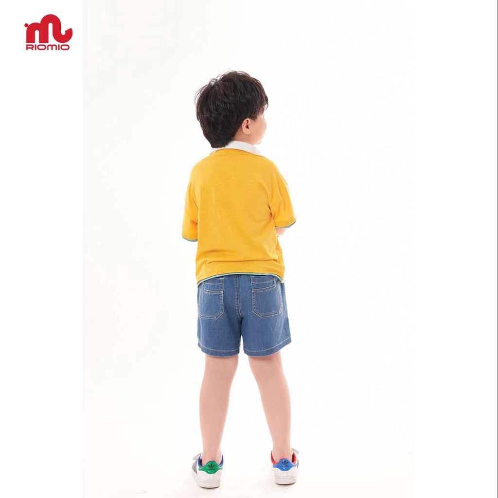 Quần short jean cho bé trai 3-11 tuổi (15-40kg) RIOMIO sooc bò ống rộng cạp chun 100% cotton - RM220