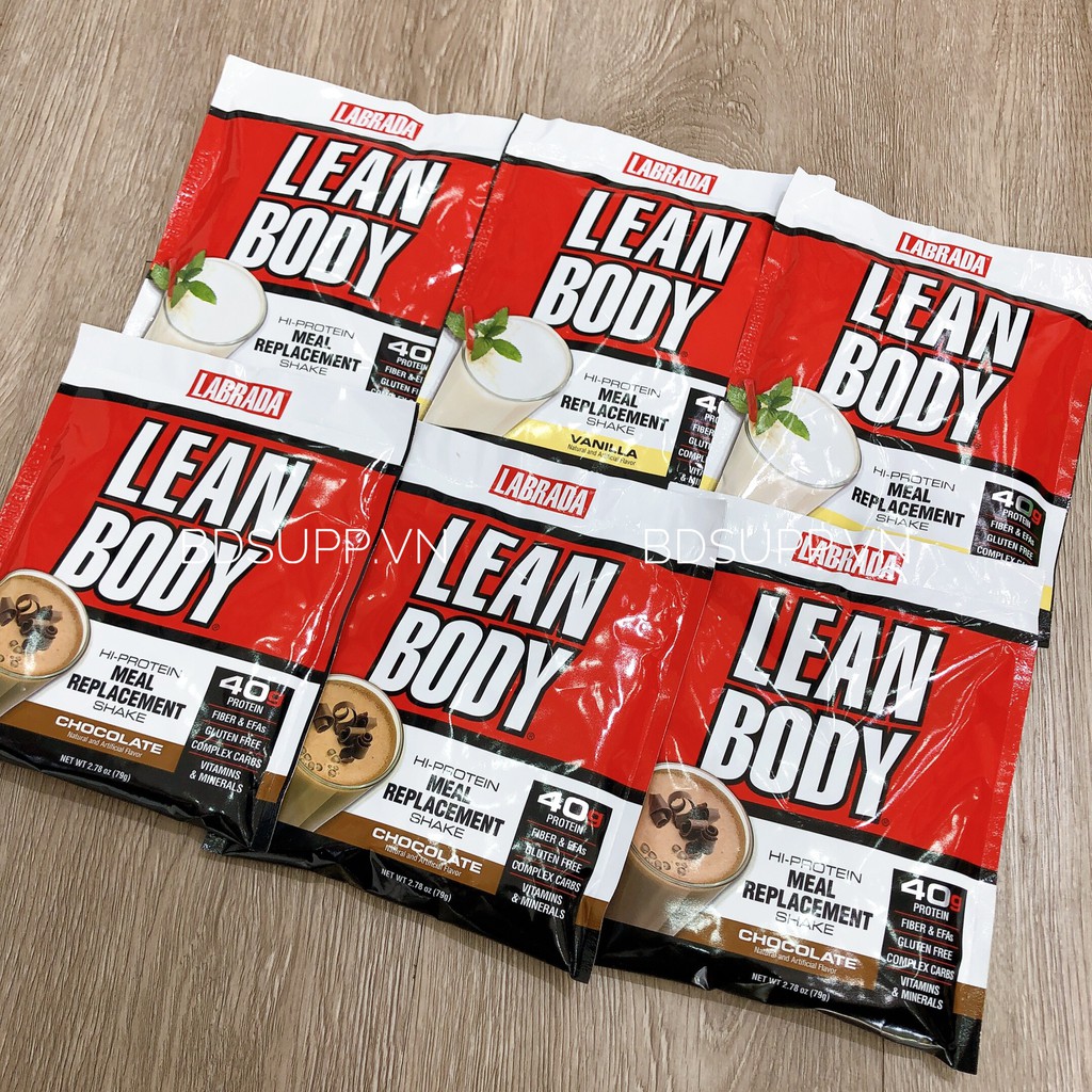 Labrada Lean Body Gói, Sữa Thay Thế Bữa Ăn, 40g Protein, 8G Chất Béo Tốt & Chất Xơ, 21 Vitamin Khoáng Chất