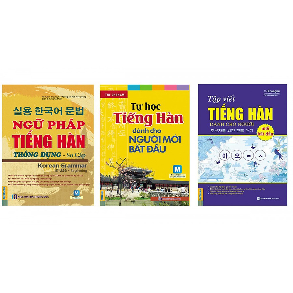 Sách - Combo giáo trình tiếng Hàn cho người mới bắt đầu: Tự học tiếng Hàn + Tập viết tiếng Hàn + Ngữ pháp tiếng Hàn