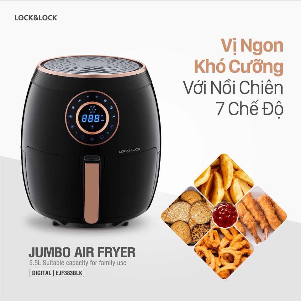 (CHÍNH HÃNG) NỒI CHIÊN KHÔNG DẦU LOCK&LOCK EJF383 5.5l