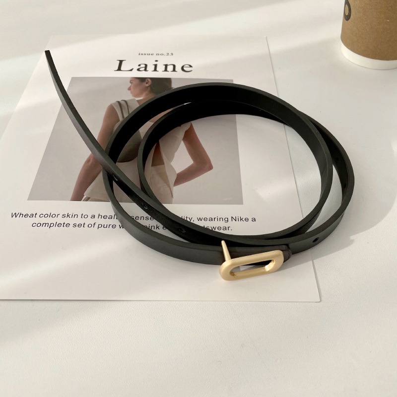 Thắt Lưng Mỏng Không Đục Lỗ Khóa Vuông Đơn Giản Thời Trang Cho Nữ