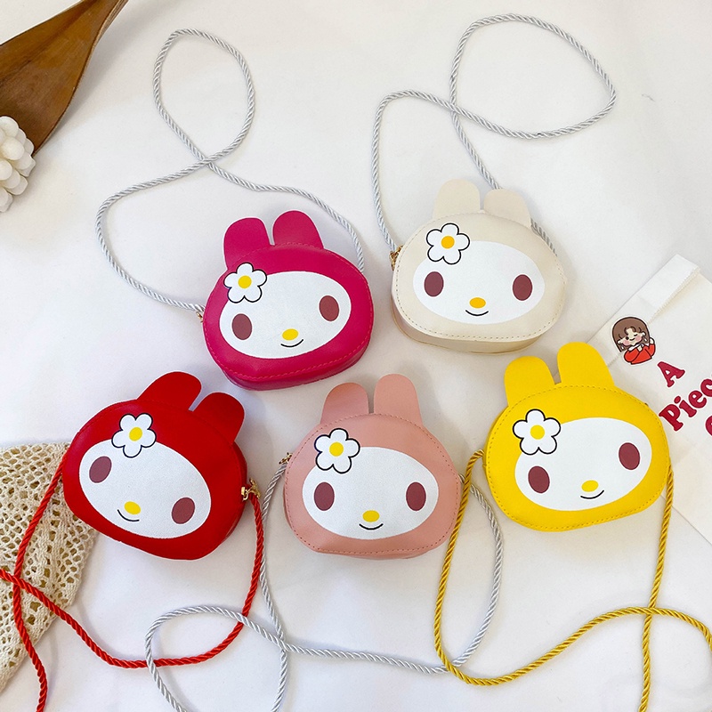 Túi đeo chéo mini bằng da PU hình mèo dễ thương thời trang cho bé gái