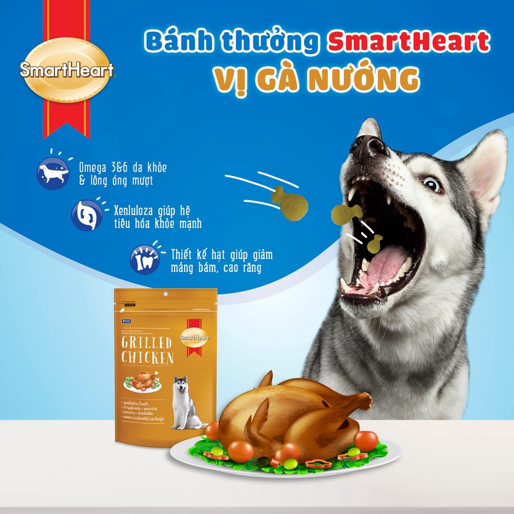 Bánh thưởng SMARTHEART snack bổ sung dinh dưỡng cho chó gói 100g - iPet Shop