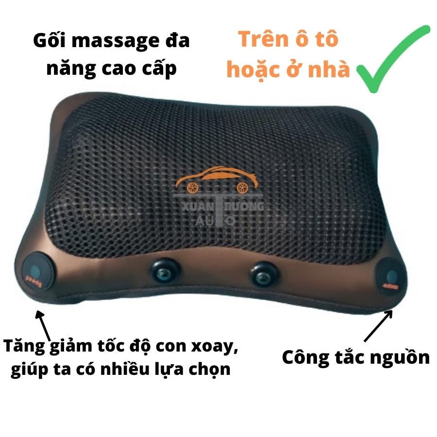 Gối massage hồng ngoại 8 bi mát xa cao cấp Nhật Bản, dùng ở nhà, ở trên ô tô, gối vừa dùng ở nhà và ô tô