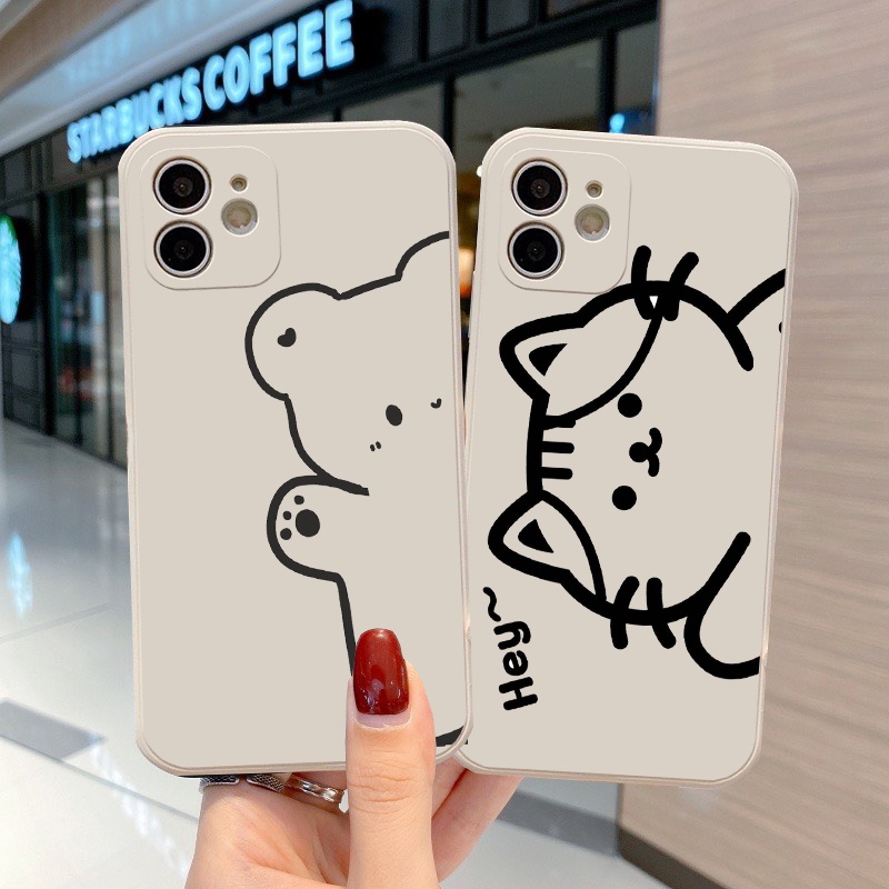 Ốp lưng iphone cạnh vuông giả 14 gấu mèo 6 5s/6/6plus/6s/6splus/7/7plus/8/8plus/x/xr/xs/11/12/pro/promax/13/14Promax