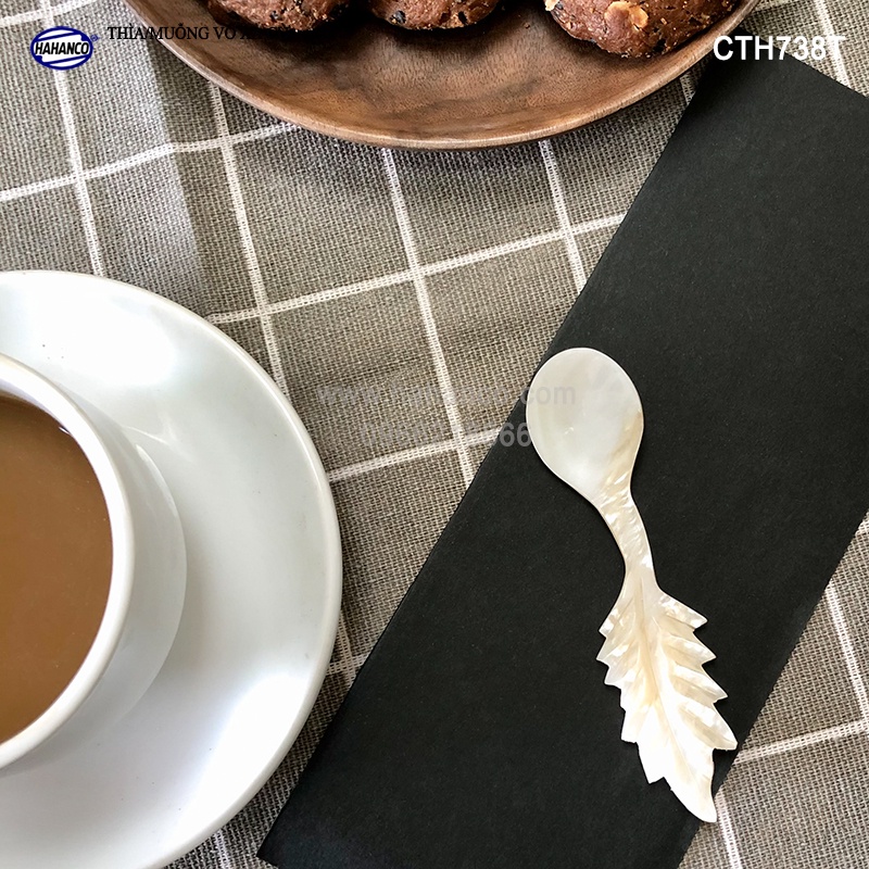 Thìa vỏ xà cừ hình lá - ăn kem/xúc gia vị/cafe/decor - an toàn cho sức khỏe (CTH738)
