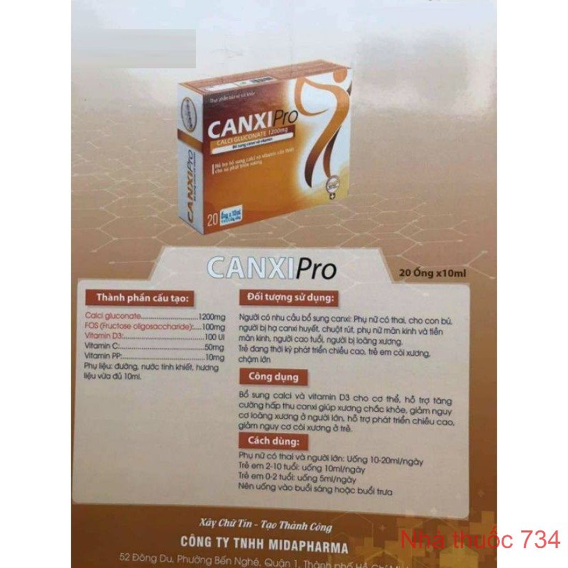 Canxi Pro - Giúp Xương Chắc Khỏe, Hỗ Trợ Phát Triển Chiều Cao - Hộp 20 ống