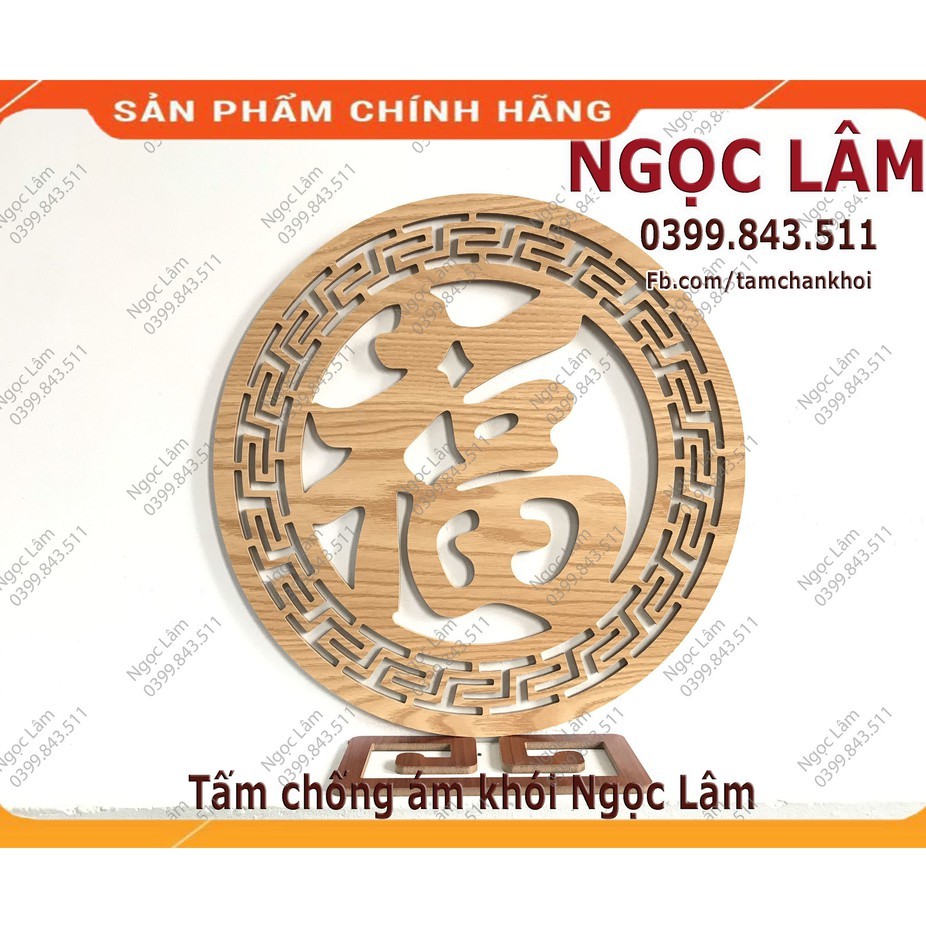 Ốp trang trí ban thờ 41x41cm chữ Phúc gỗ MDF Thái cốt xanh chống ẩm cao cấp