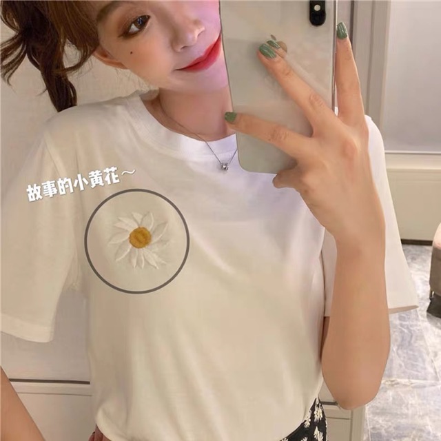 (Order 5-10days) Bigsize S-4XL Set rời áo phông thêu hoa cúc + chân váy đuôi cá hoa nhí 2020