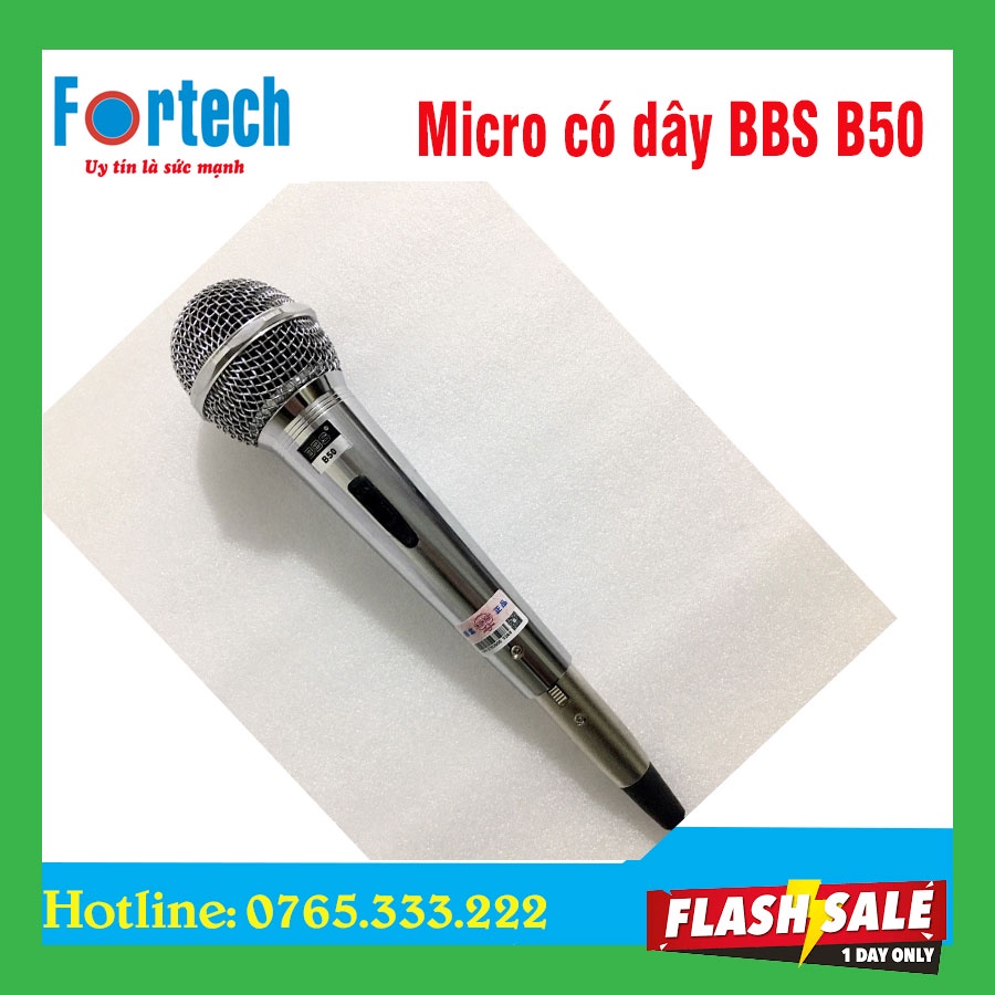 [HOT] Micro có dây BBS B50,Tay cầm bằng thép không rỉ, Sơn tĩnh điện, dây mic dài 5m, thu giọng rất hay.