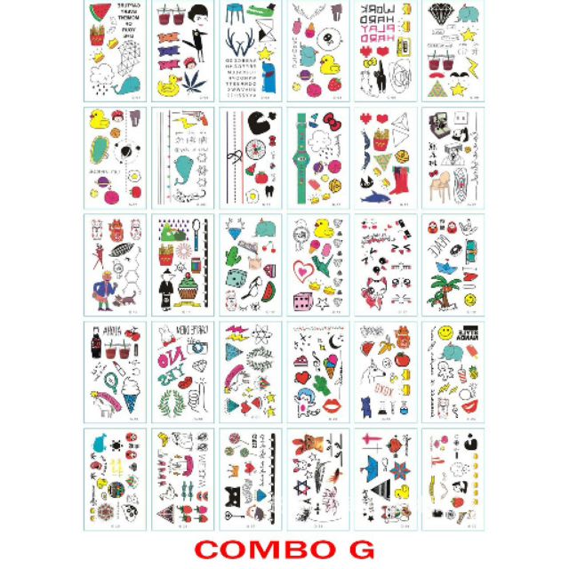 ( Được chọn mẫu) G2 Hình xăm nước hình xăm dán tatoo mini stickers ngộ nghĩnh sắc màu đẹp phong cách Hàn Quốc dễ thương
