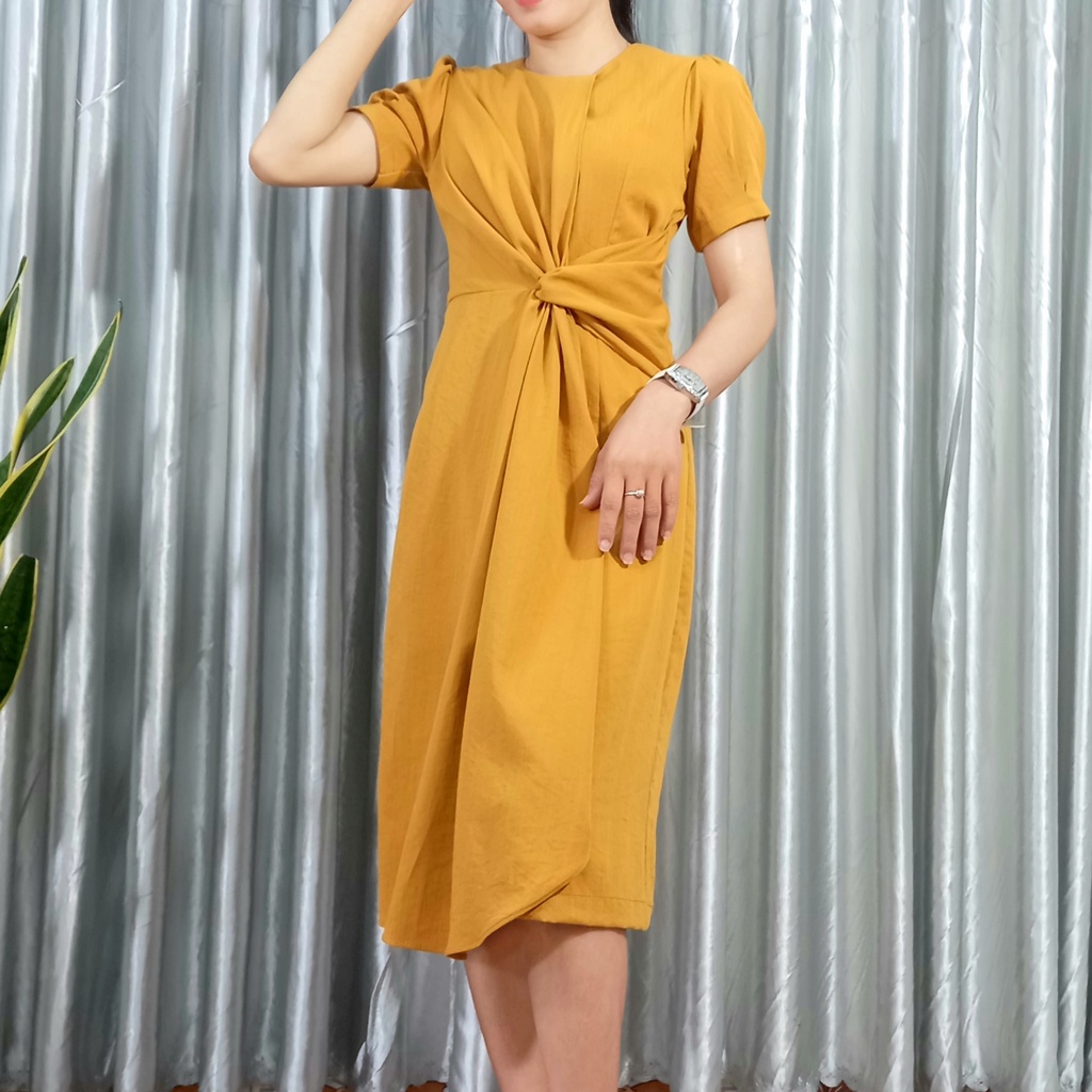 Đầm Xoắn Eo Đắp Tà Vải Linen Sang Chảnh Dáng Váy Dài Tiểu Thư Nhẹ Nhàng Xinh Xắn Mềm Mịn Mát Mua 1 tặng 1 Quà