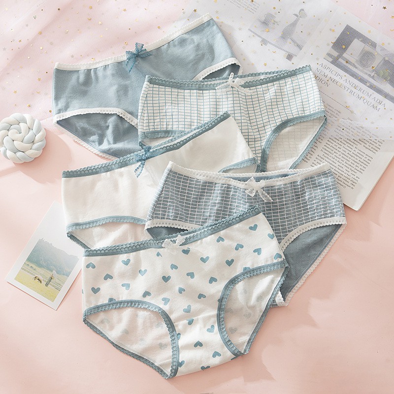 Set 5 quần lót cotton họa tiết dễ thương, nhiều mẫu_NuciFera