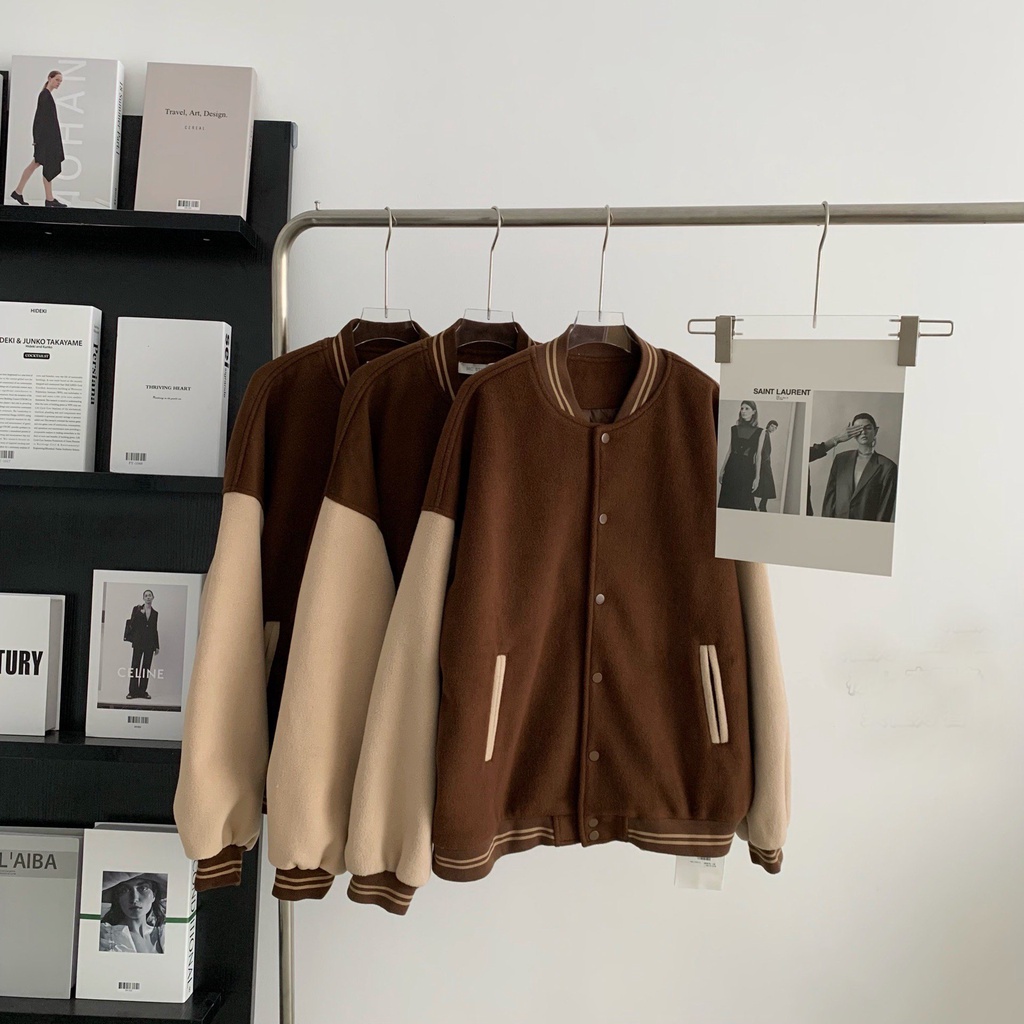 [ RẺ VÔ ĐỊCH] Áo khoác bomber nâu phối thêu chất siêu đẹp | BigBuy360 - bigbuy360.vn