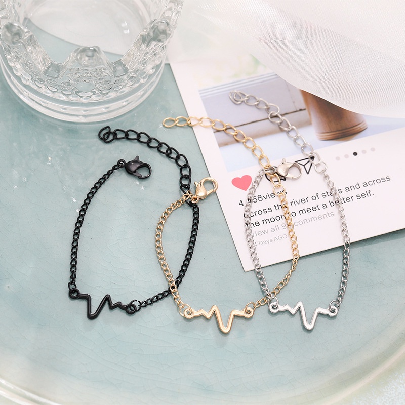 1 Vòng Tay Hợp Kim Hình Nhịp Tim Có Thể Điều Chỉnh Thời Trang Unisex