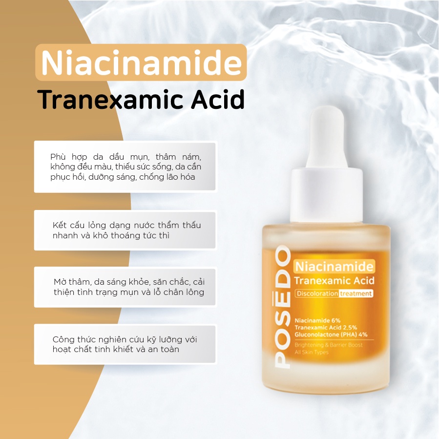 (Mini size) Serum mờ thâm nám, giảm mụn, phục hồi, giảm lão hóa Posedo Niacinamide 4mL cao cấp chính hãng