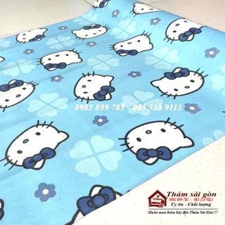 Thảm simili hello kitty màu xanh khổ 2m