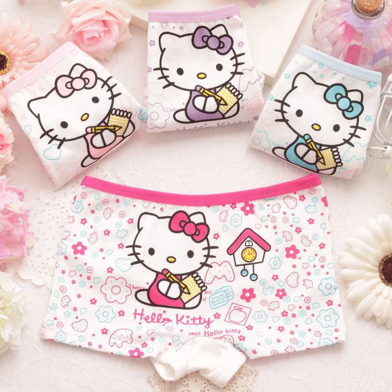 Bộ 3 Quần Lót Boxer In Hình Hello Kitty Cho Bé Gái