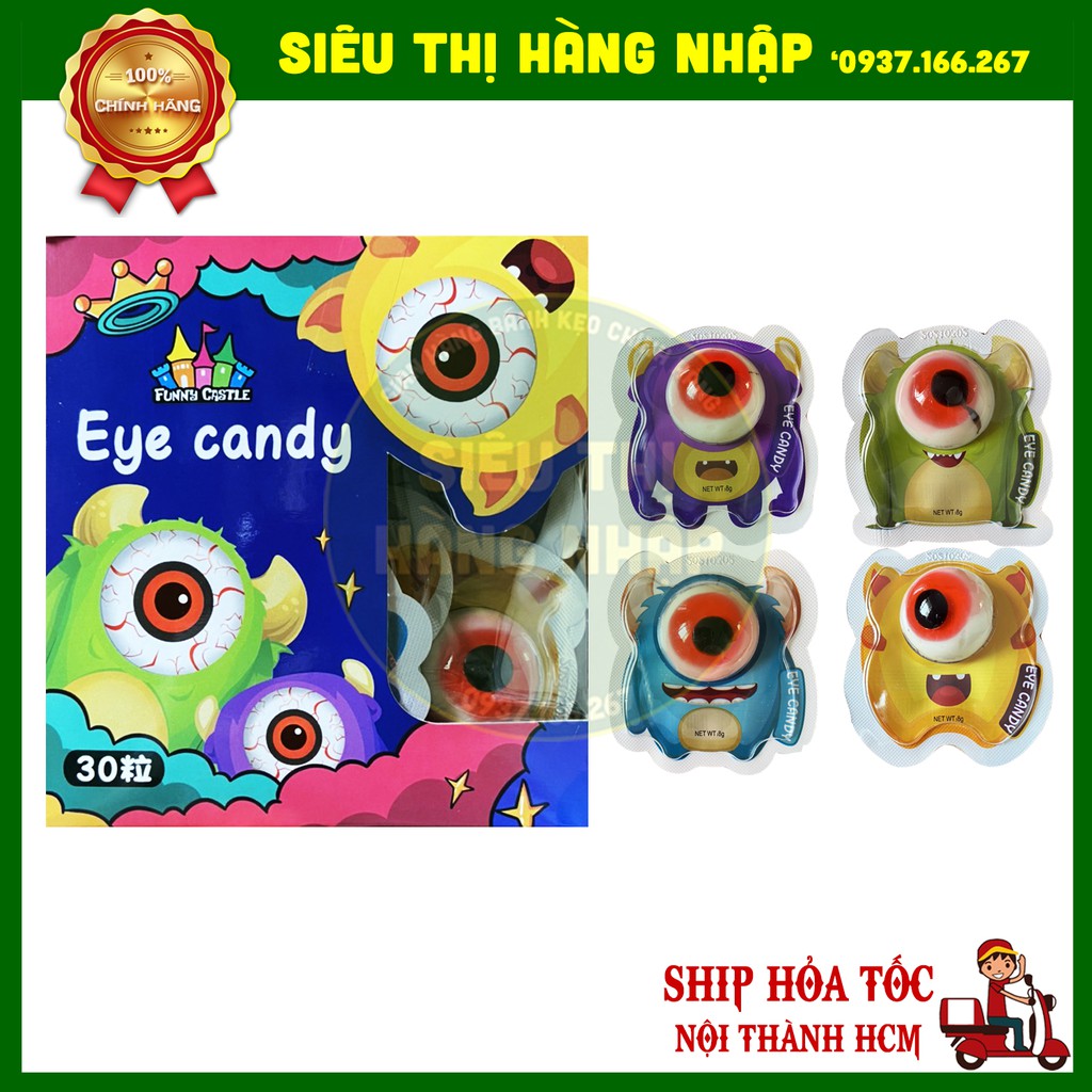 [Hộp 30 cái] Kẹo dẻo con mắt Eye Candy Funny Castle HongKong