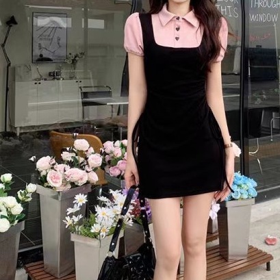 Đầm Thun polo Giả Hai Lớp Dáng Ôm Phong Cách Hàn Quốc Thời Trang Mùa Hè Hàng Mới Dành Cho Bạn Nữ